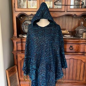 Blue Hooded Poncho